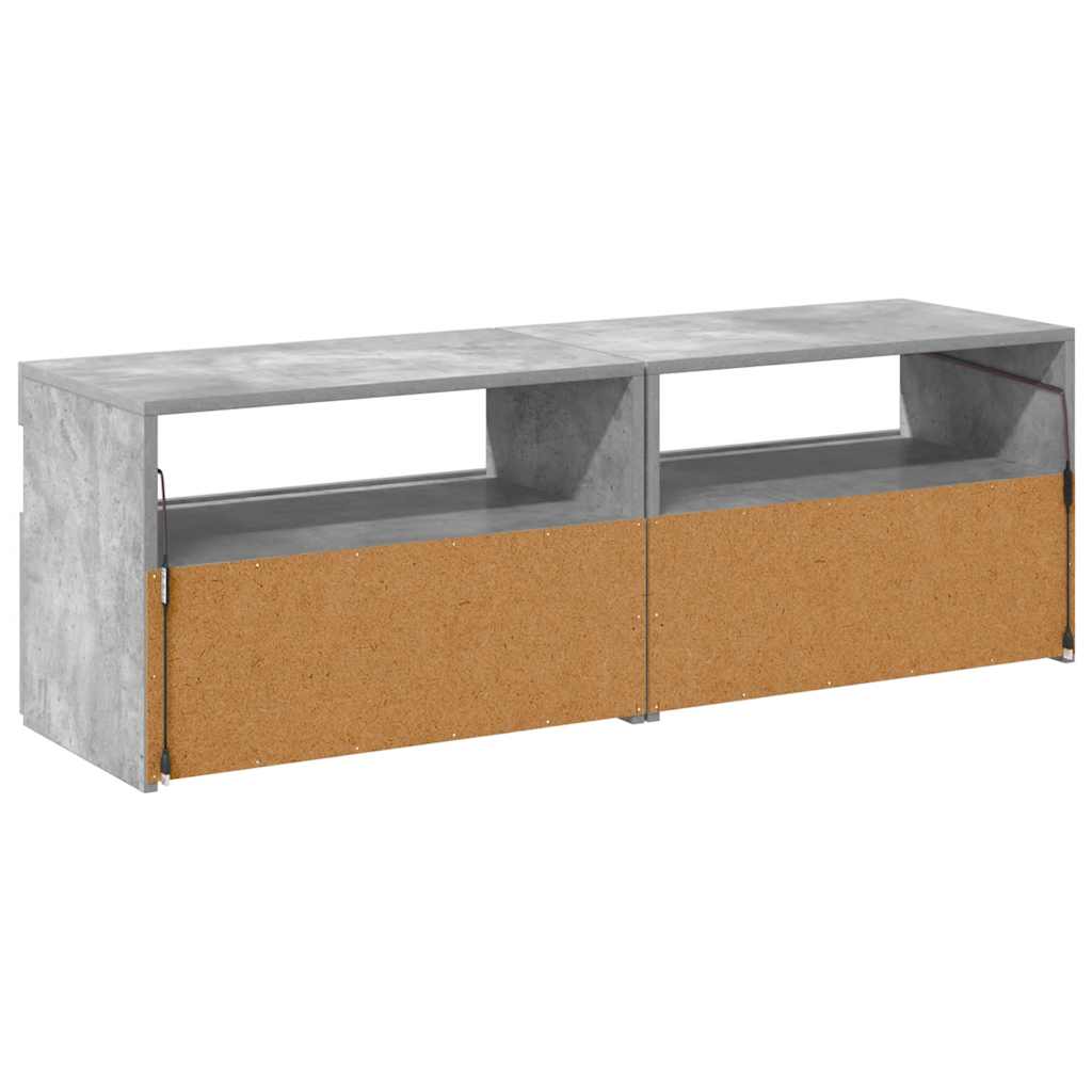 2 db betonszürke TV-szekrény LED-lámpákkal 60 x 35 x 40 cm