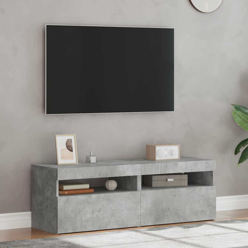 2 db betonszürke TV-szekrény LED-lámpákkal 60 x 35 x 40 cm