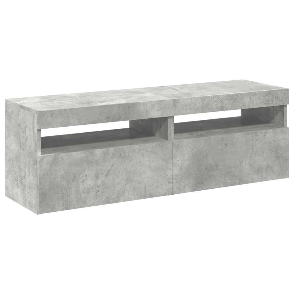 2 db betonszürke TV-szekrény LED-lámpákkal 60 x 35 x 40 cm