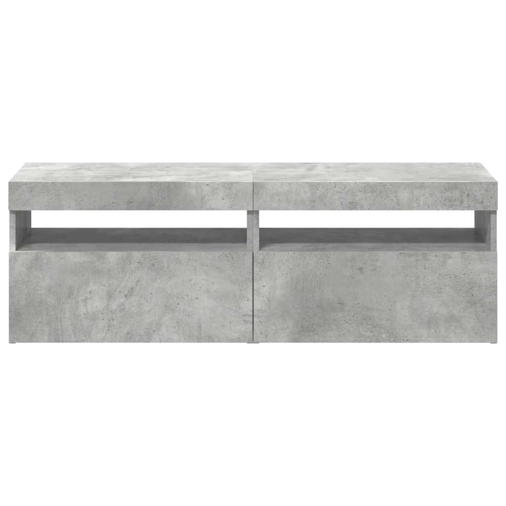 2 db betonszürke TV-szekrény LED-lámpákkal 60 x 35 x 40 cm