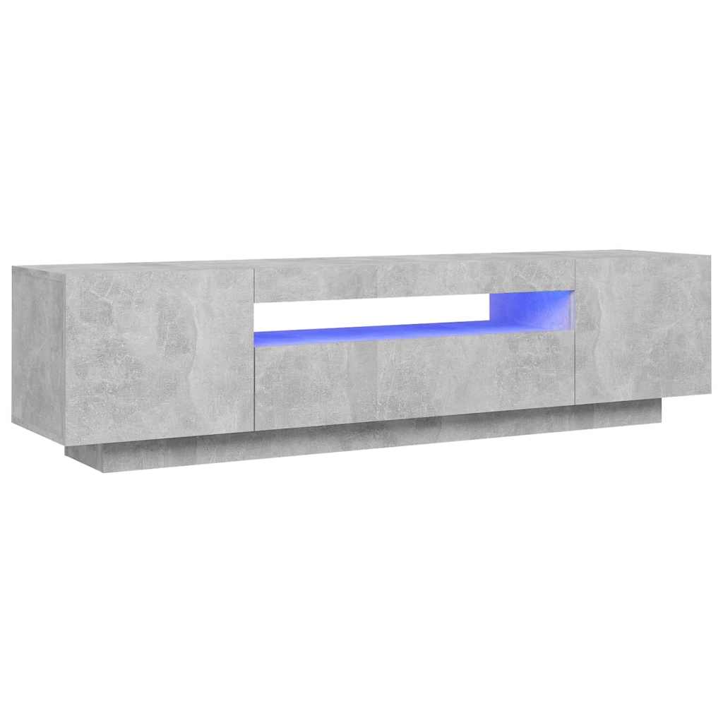 betonszürke TV-szekrény LED-lámpákkal 160 x 35 x 40 cm