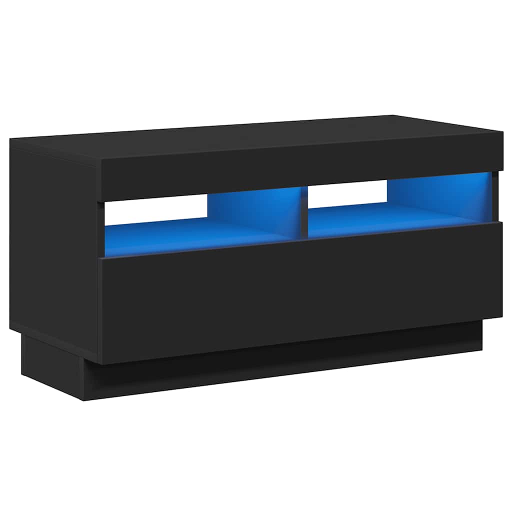 fekete TV-szekrény LED-lámpákkal 80 x 35 x 40 cm