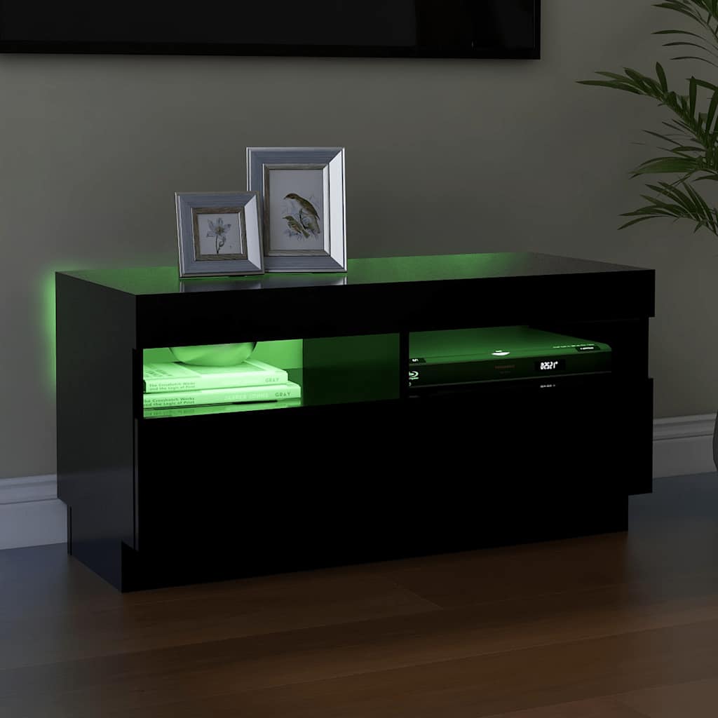 fekete TV-szekrény LED-lámpákkal 80 x 35 x 40 cm