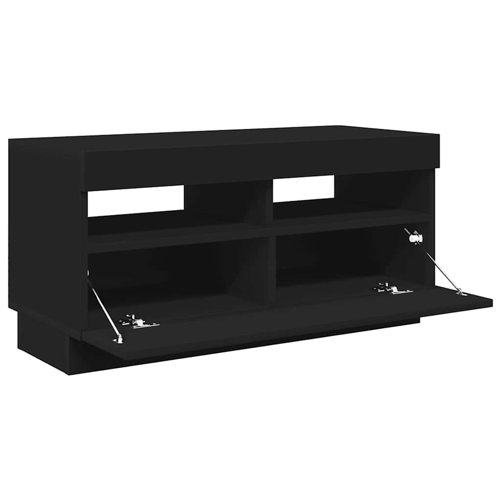 fekete TV-szekrény LED-lámpákkal 80 x 35 x 40 cm