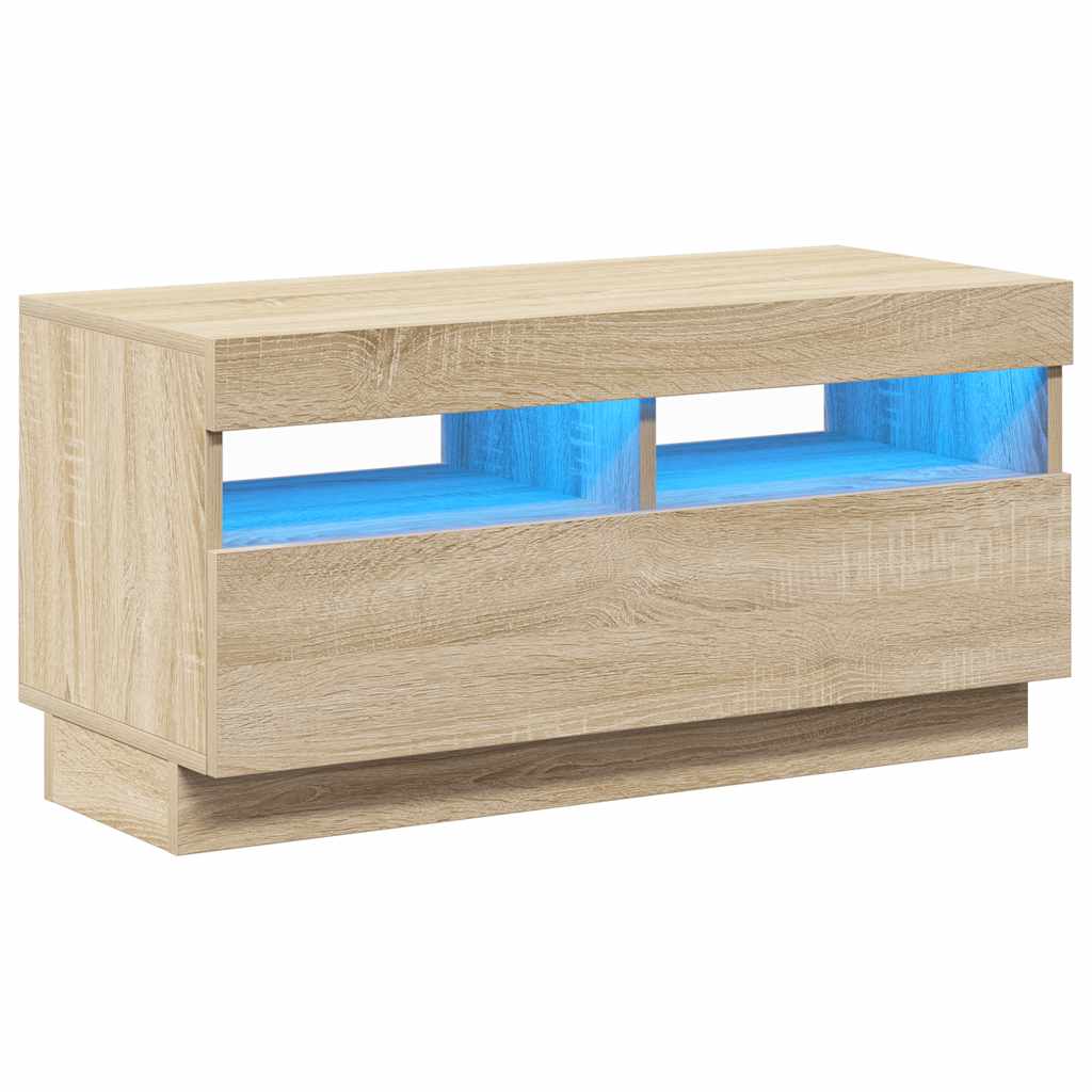 sonoma tölgy színű TV-szekrény LED-lámpákkal 80 x 35 x 40 cm