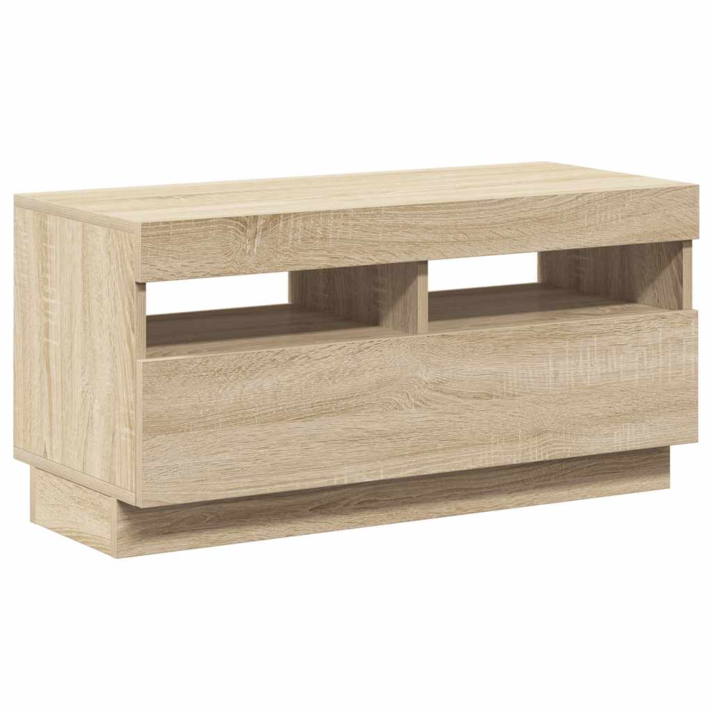 sonoma tölgy színű TV-szekrény LED-lámpákkal 80 x 35 x 40 cm