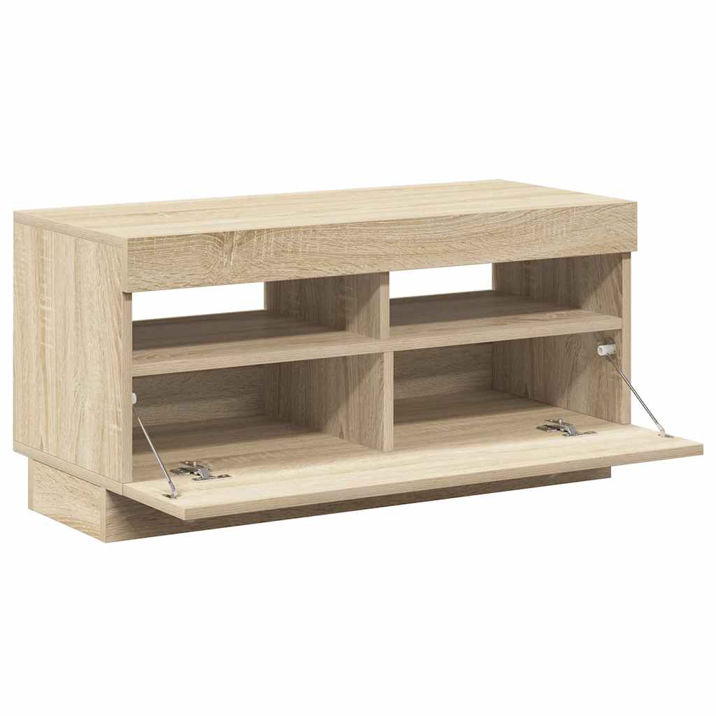 sonoma tölgy színű TV-szekrény LED-lámpákkal 80 x 35 x 40 cm