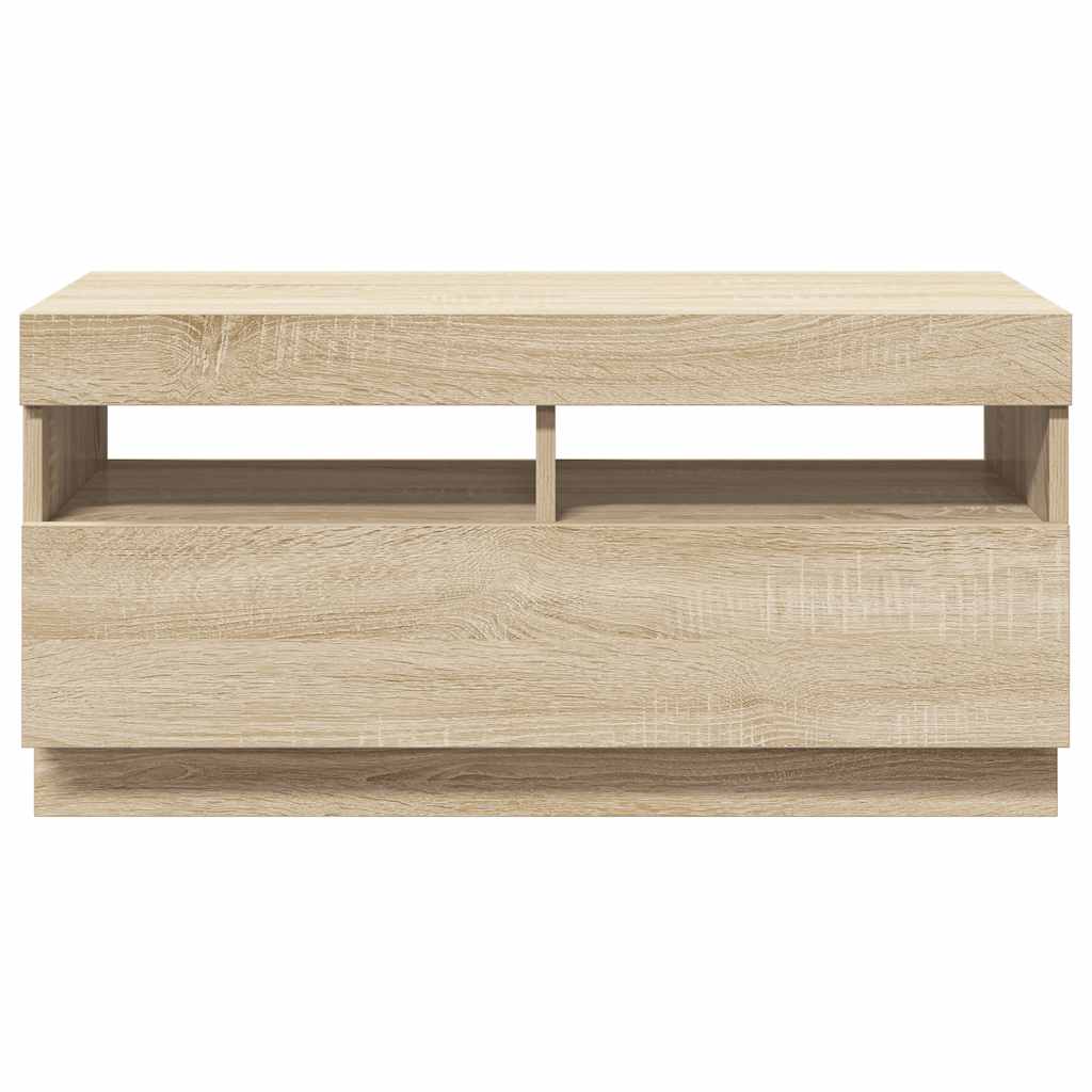sonoma tölgy színű TV-szekrény LED-lámpákkal 80 x 35 x 40 cm
