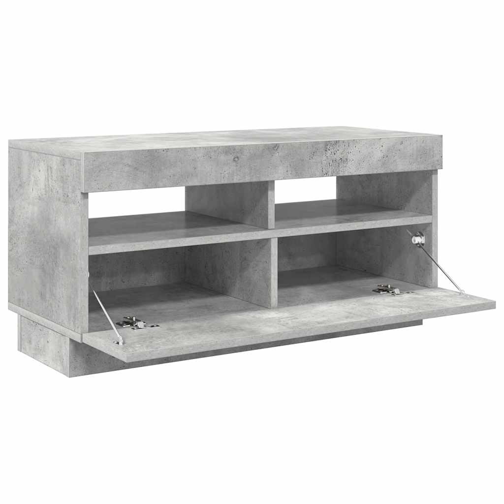 betonszürke TV-szekrény LED-lámpákkal 80 x 35 x 40 cm