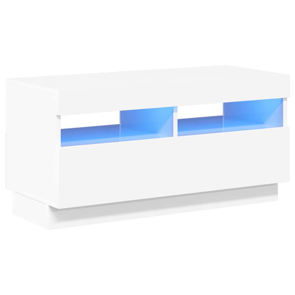 magasfényű fehér TV-szekrény LED-lámpákkal 80 x 35 x 40 cm