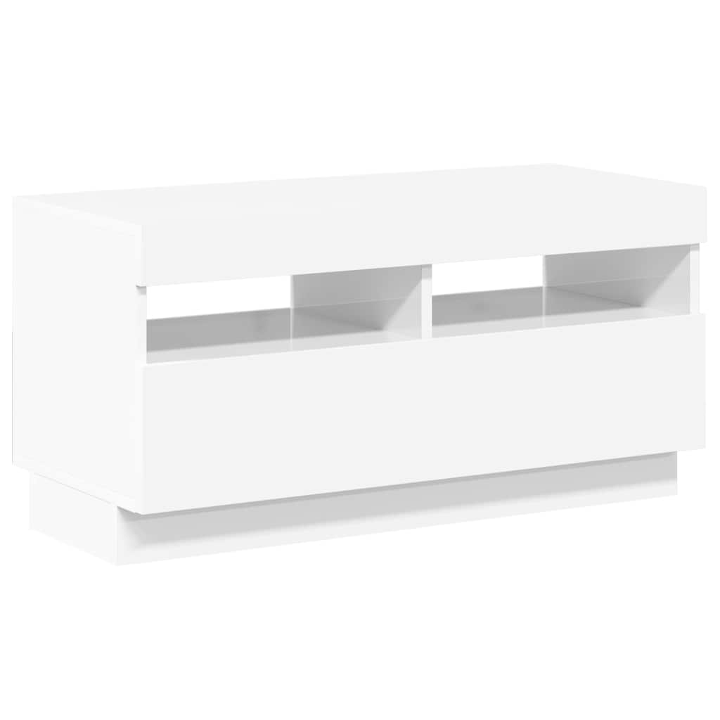magasfényű fehér TV-szekrény LED-lámpákkal 80 x 35 x 40 cm