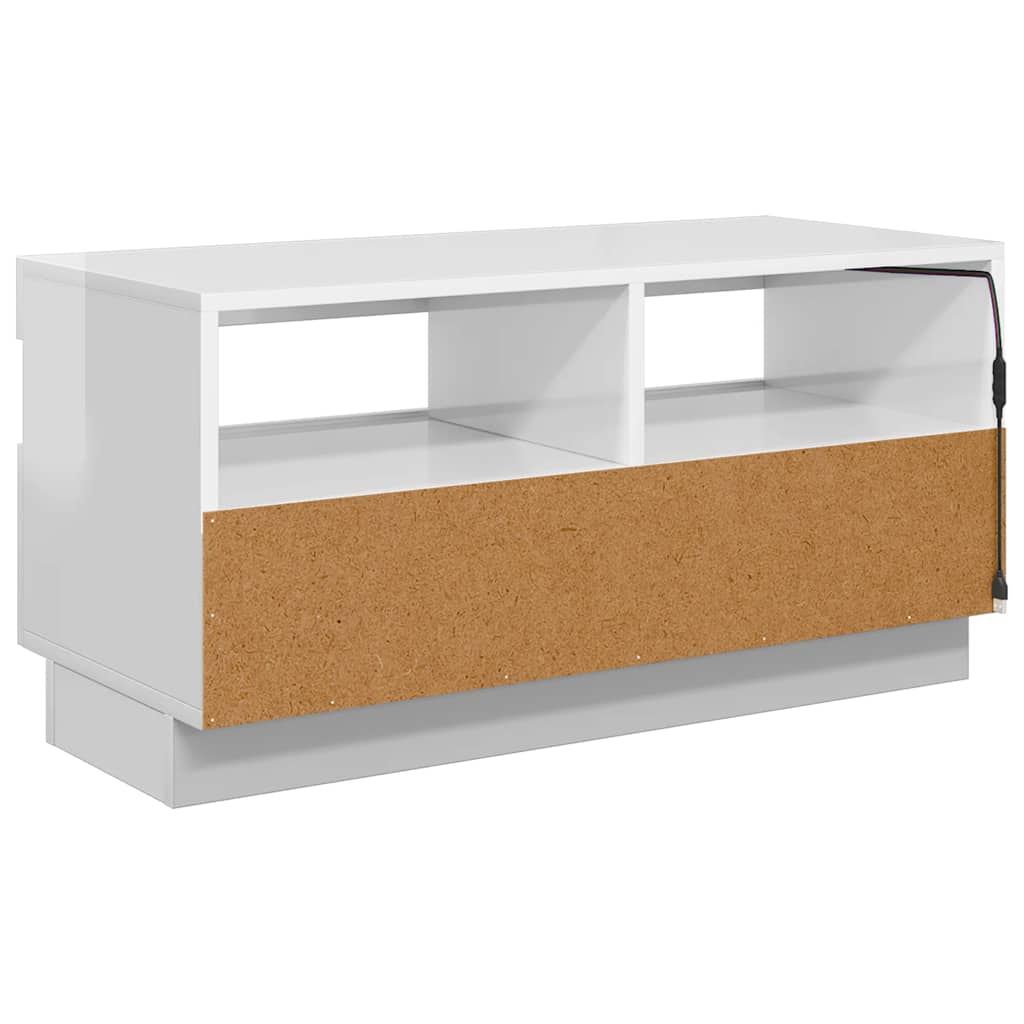 magasfényű fehér TV-szekrény LED-lámpákkal 80 x 35 x 40 cm