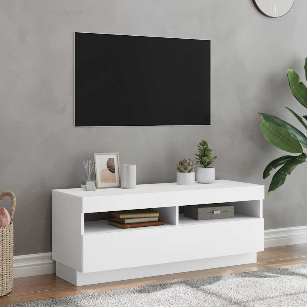fehér TV-szekrény LED-világítással 100 x 35 x 40 cm