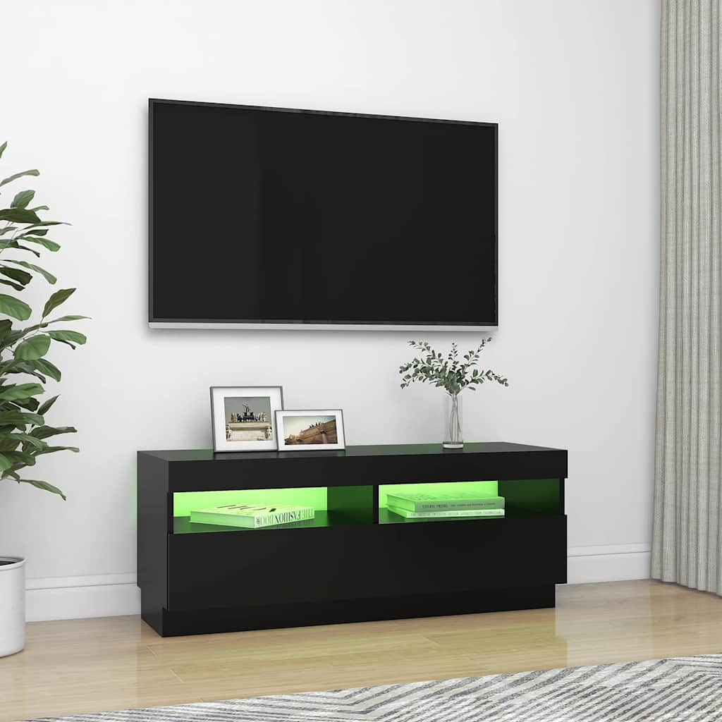 fekete TV-szekrény LED-lámpákkal 100 x 35 x 40 cm