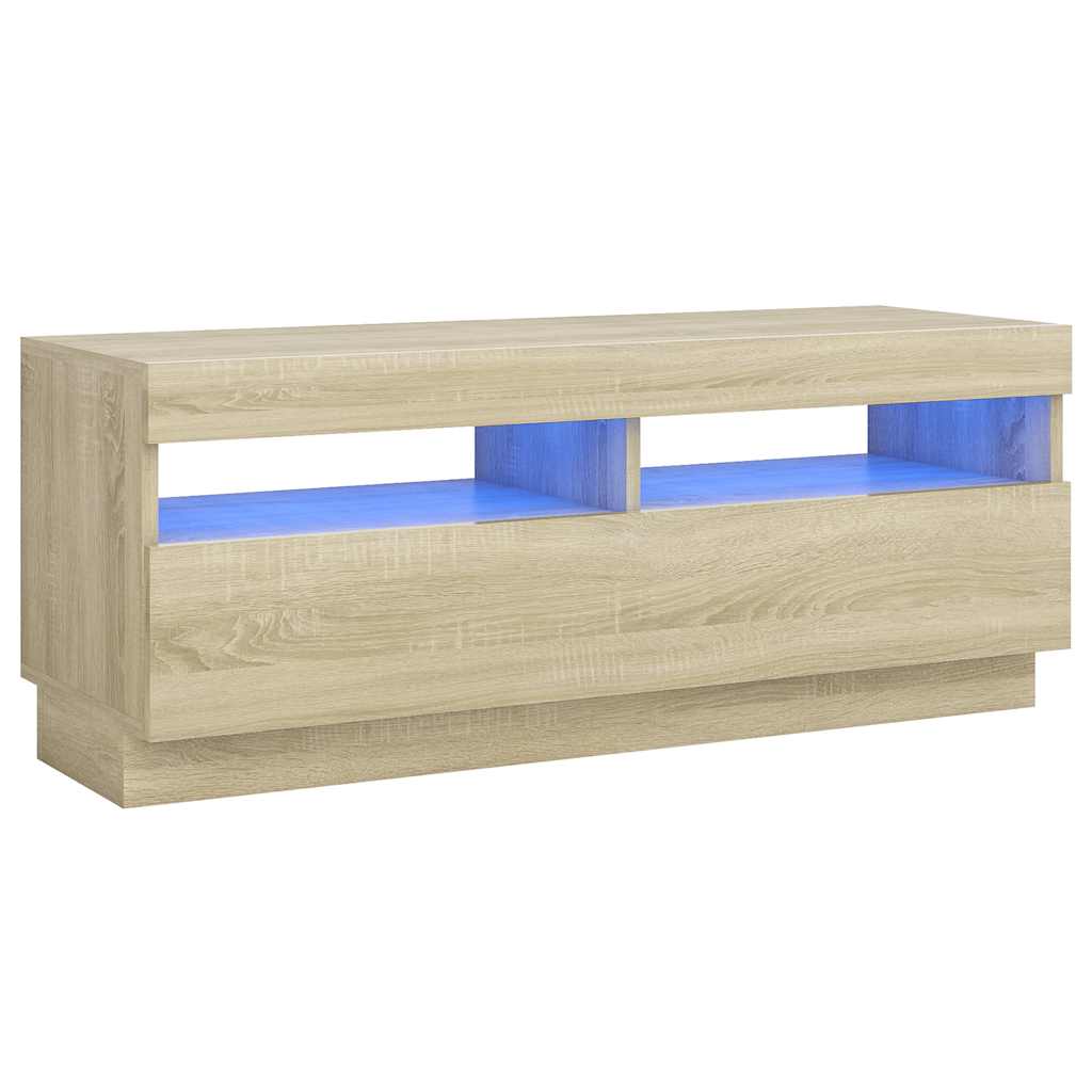 sonoma tölgy színű TV-szekrény LED-lámpákkal 100 x 35 x 40 cm