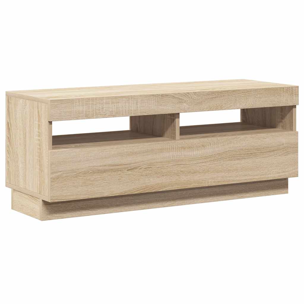 sonoma tölgy színű TV-szekrény LED-lámpákkal 100 x 35 x 40 cm