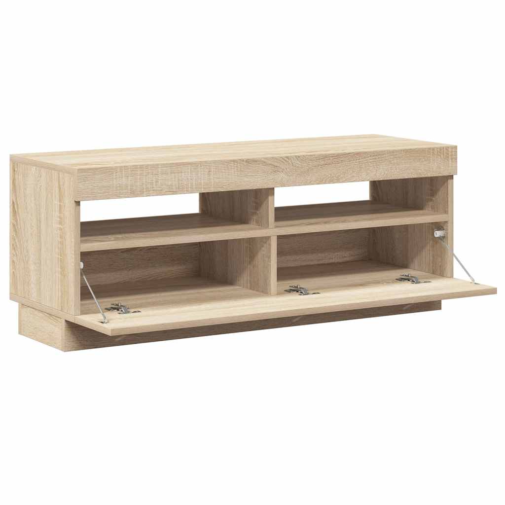 sonoma tölgy színű TV-szekrény LED-lámpákkal 100 x 35 x 40 cm