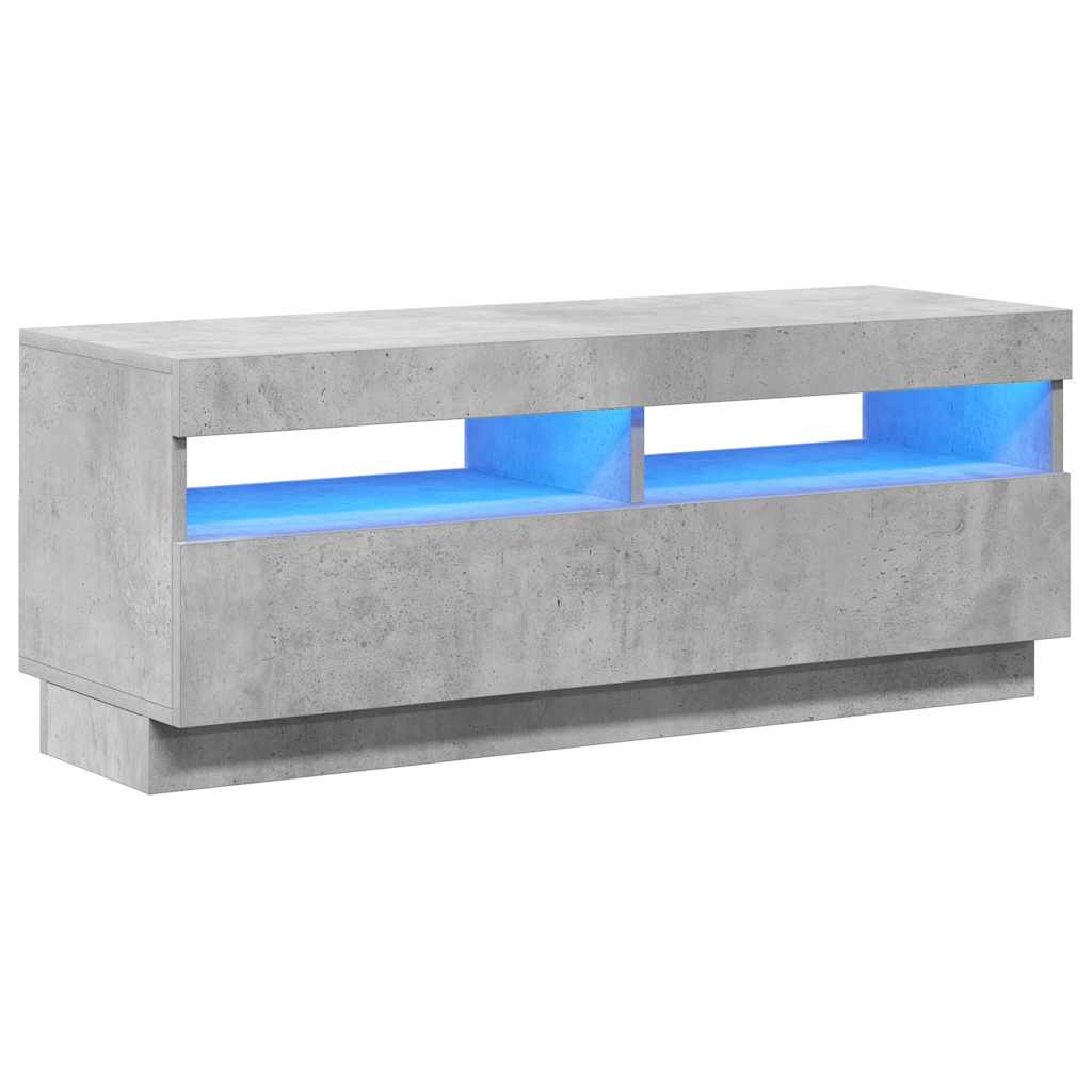 betonszürke TV-szekrény LED-lámpákkal 100 x 35 x 40 cm