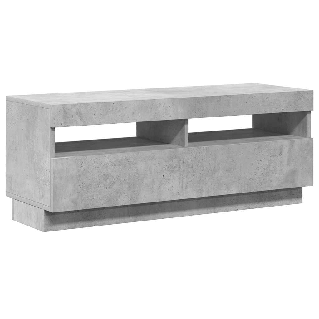 betonszürke TV-szekrény LED-lámpákkal 100 x 35 x 40 cm