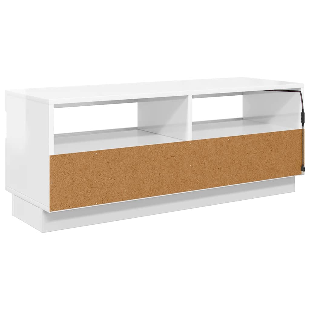 magasfényű fehér TV-szekrény LED-lámpákkal 100 x 35 x 40 cm