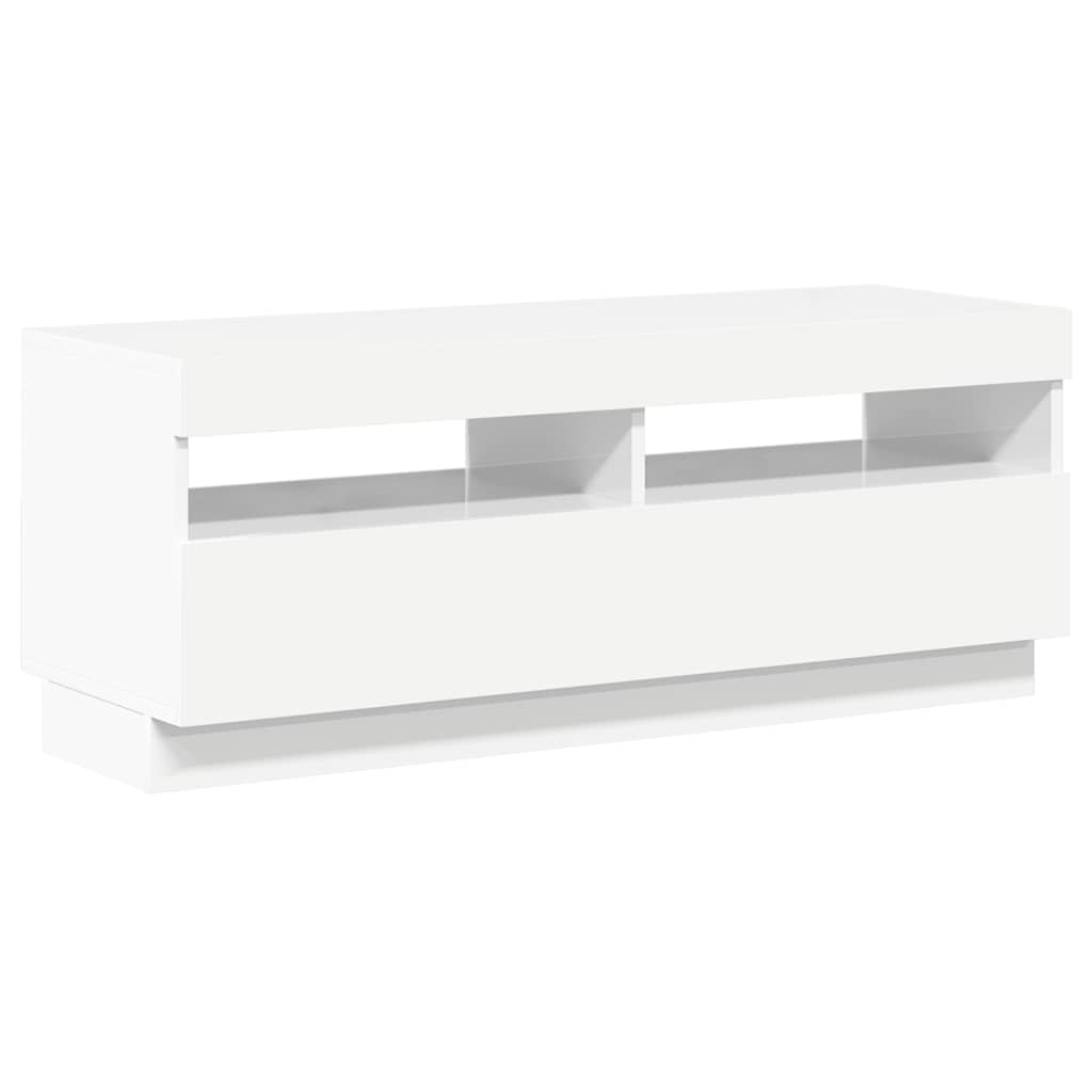magasfényű fehér TV-szekrény LED-lámpákkal 100 x 35 x 40 cm