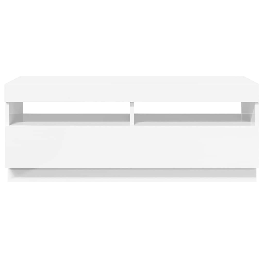 magasfényű fehér TV-szekrény LED-lámpákkal 100 x 35 x 40 cm