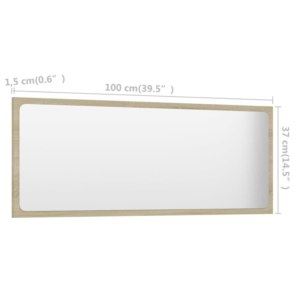 804633 vidaXL Bathroom Mirror Sonoma Oak 100x1,5x37 cm Chipboard