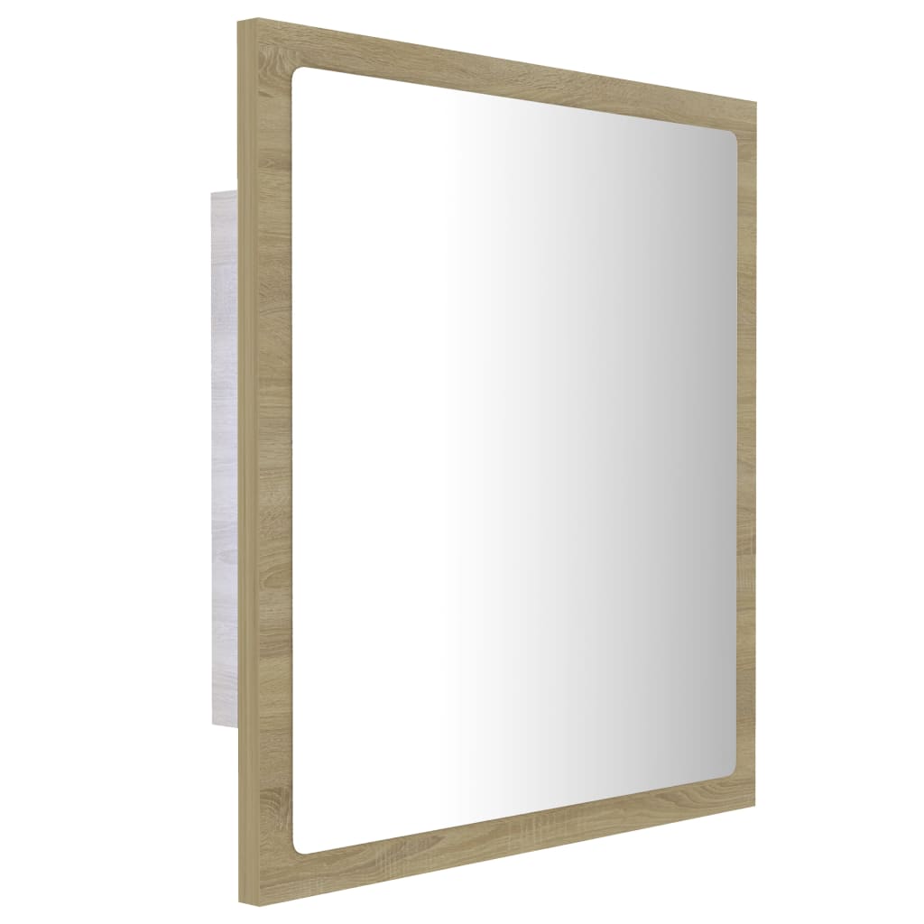 sonoma tölgy akril LED-es fürdőszobai tükör 40x8,5x37 cm