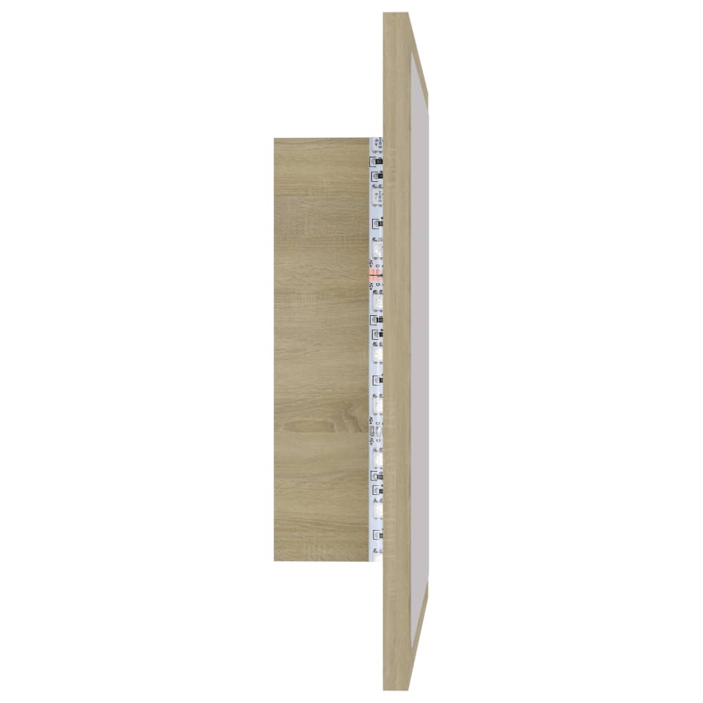 sonoma tölgy akril LED-es fürdőszobai tükör 40x8,5x37 cm