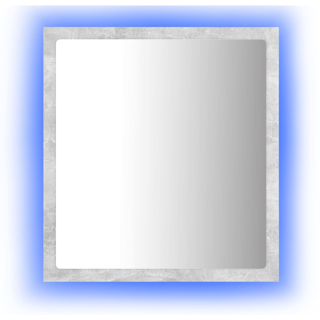 betonszürke akril LED-es fürdőszobatükör 40x8,5x37 cm