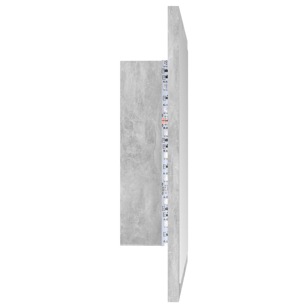 betonszürke akril LED-es fürdőszobatükör 40x8,5x37 cm