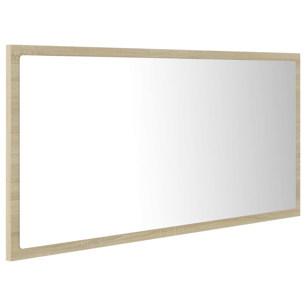 sonoma tölgy akril LED-es fürdőszobai tükör 90x8,5x37 cm