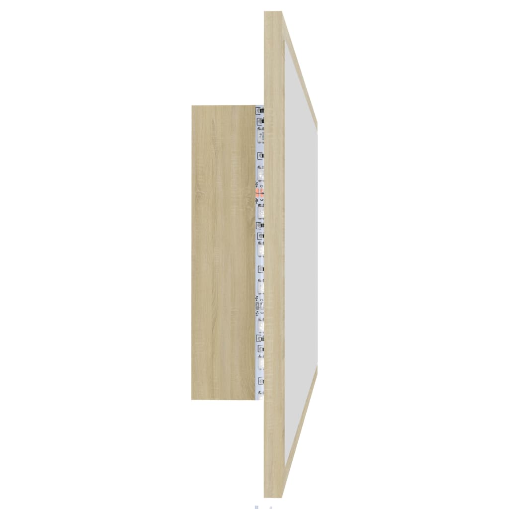 sonoma tölgy akril LED-es fürdőszobai tükör 90x8,5x37 cm