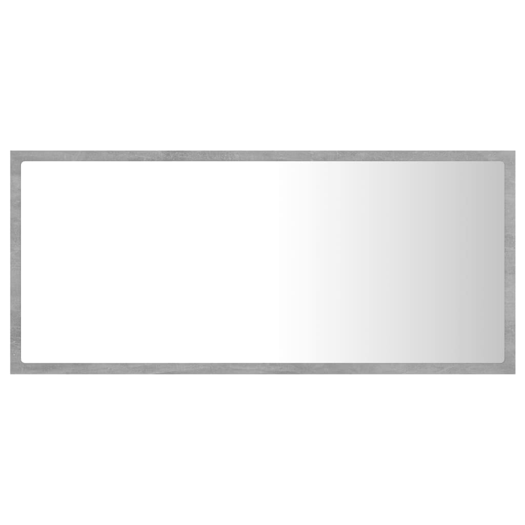 betonszürke akril LED-es fürdőszobatükör 90x8,5x37 cm