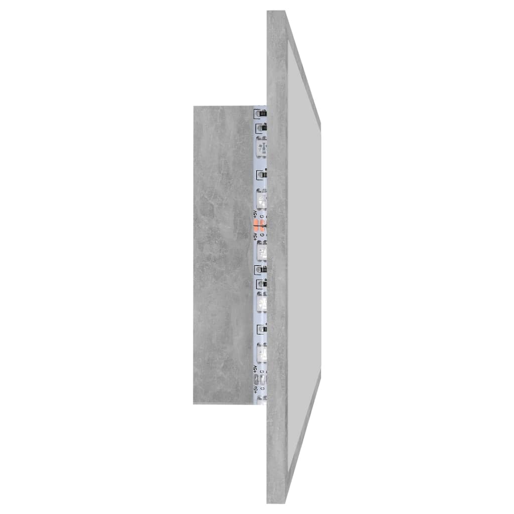 betonszürke akril LED-es fürdőszobatükör 90x8,5x37 cm