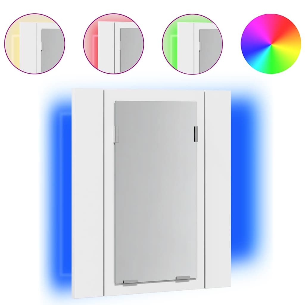fehér akril LED-es fürdőszobaszekrény tükörrel 40 x 12 x 45 cm