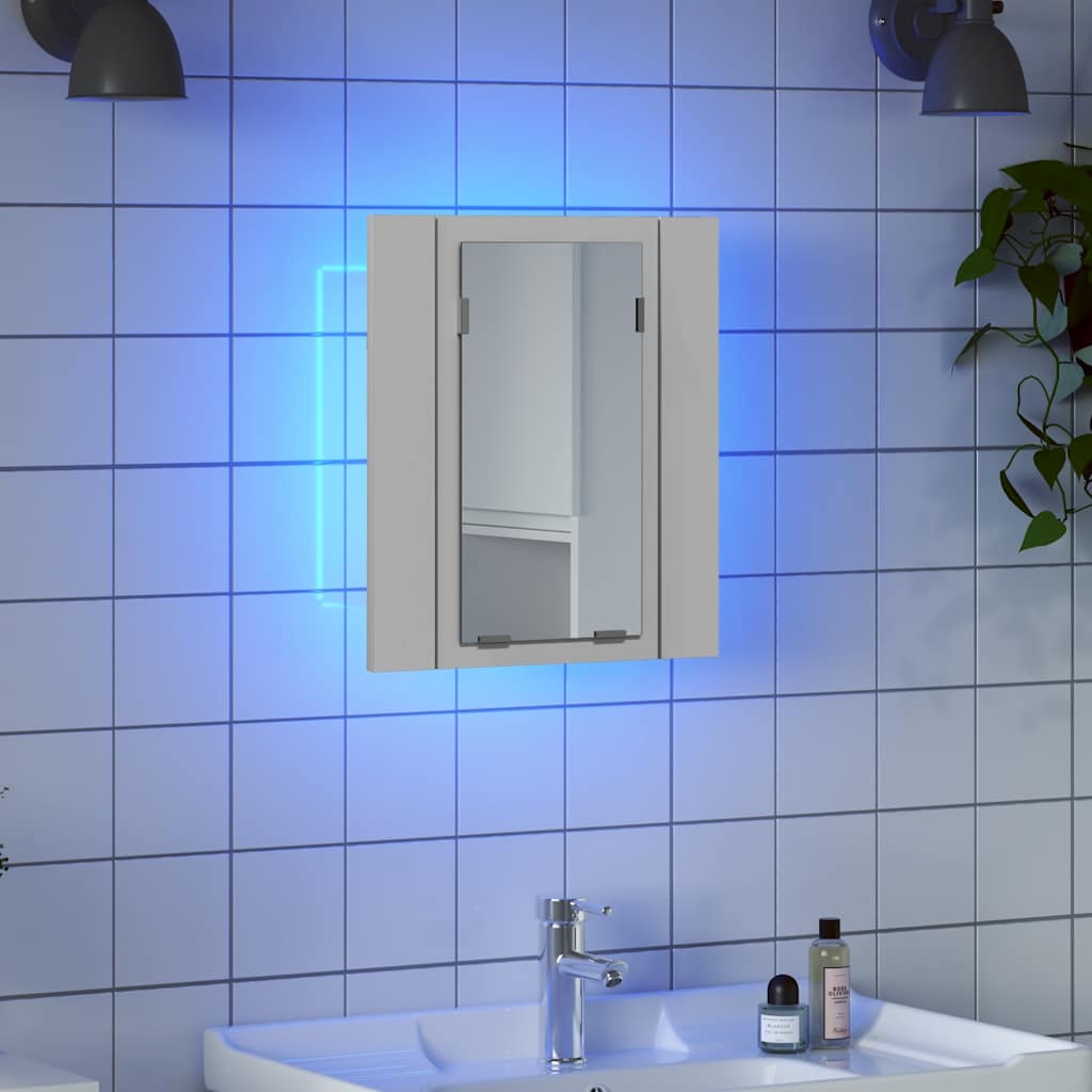 fehér akril LED-es fürdőszobaszekrény tükörrel 40 x 12 x 45 cm