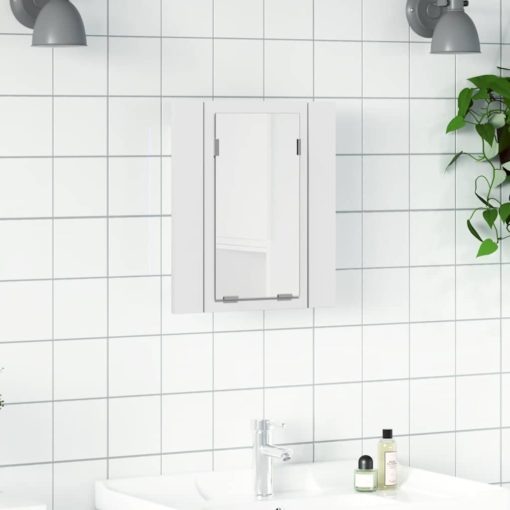 fehér akril LED-es fürdőszobaszekrény tükörrel 40 x 12 x 45 cm