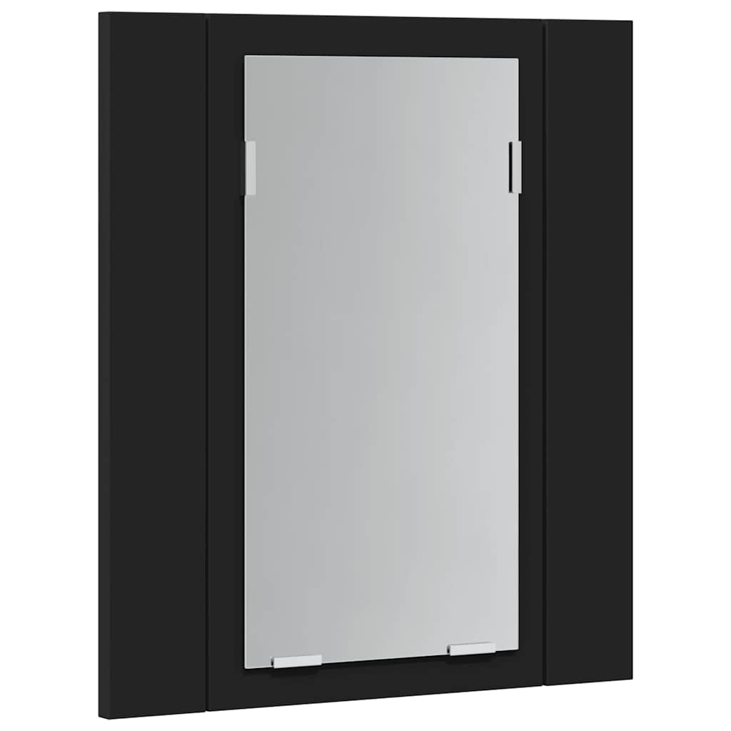 fekete akril LED-es fürdőszobaszekrény tükörrel 40x12x45 cm