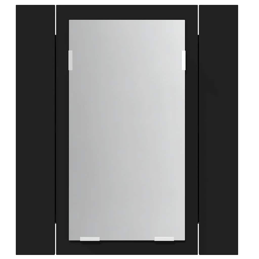 fekete akril LED-es fürdőszobaszekrény tükörrel 40x12x45 cm