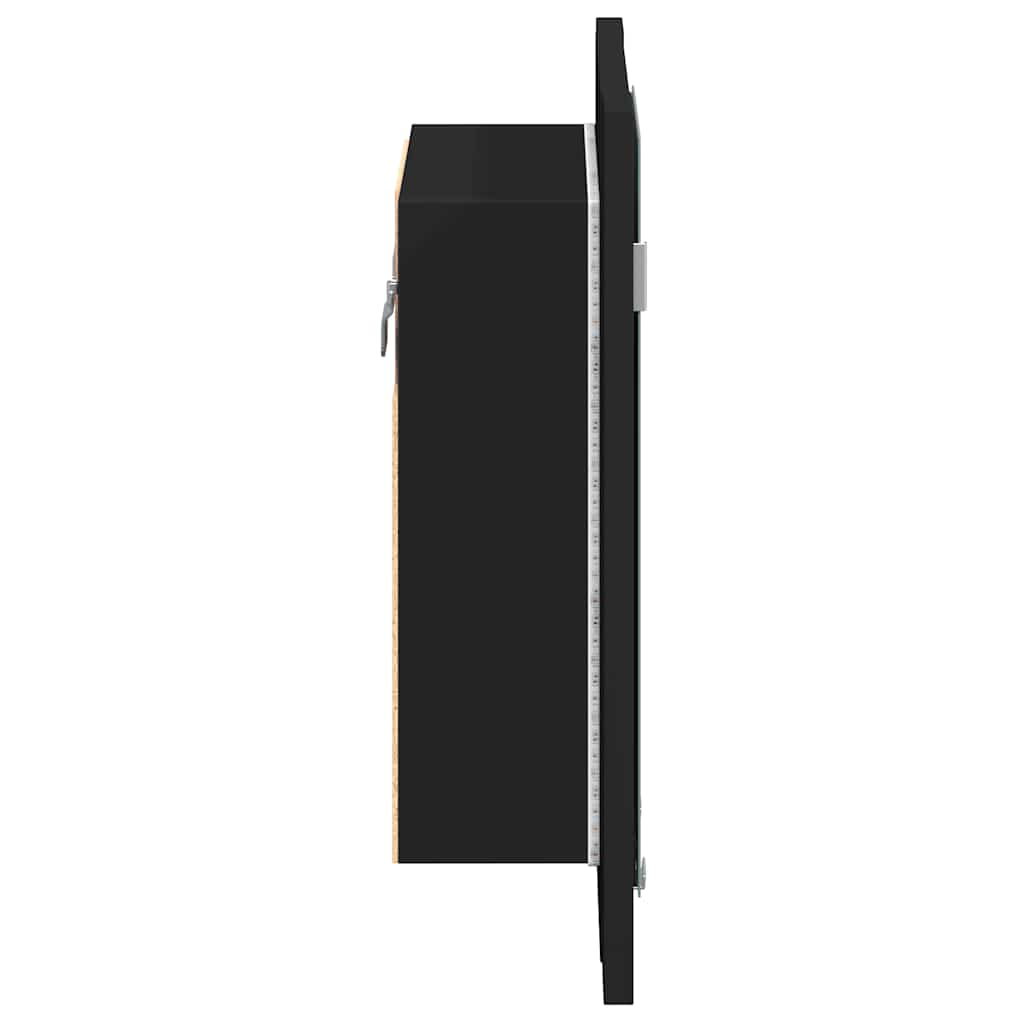 fekete akril LED-es fürdőszobaszekrény tükörrel 40x12x45 cm