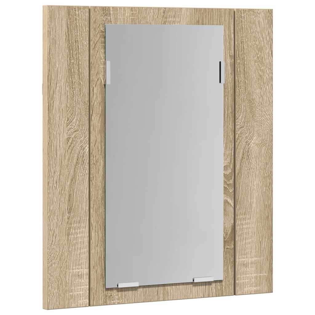 tölgyszínű akril LED-es tükrös fürdőszobaszekrény 40x12x45 cm