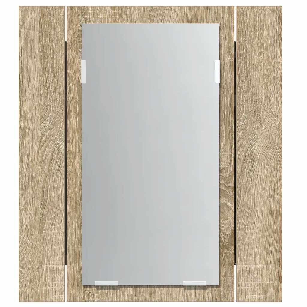 tölgyszínű akril LED-es tükrös fürdőszobaszekrény 40x12x45 cm