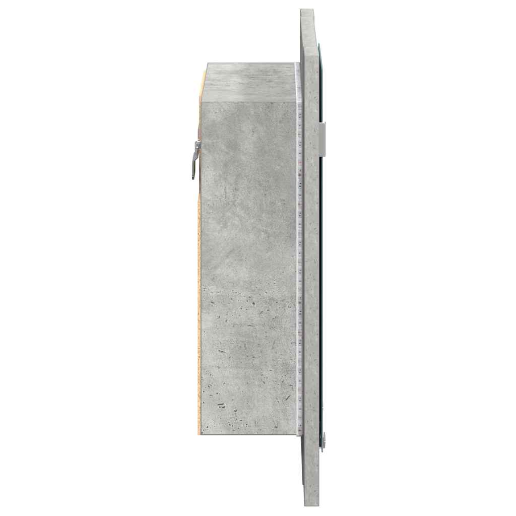 betonszürke akril LED-es tükrös fürdőszobaszekrény 40x12x45 cm