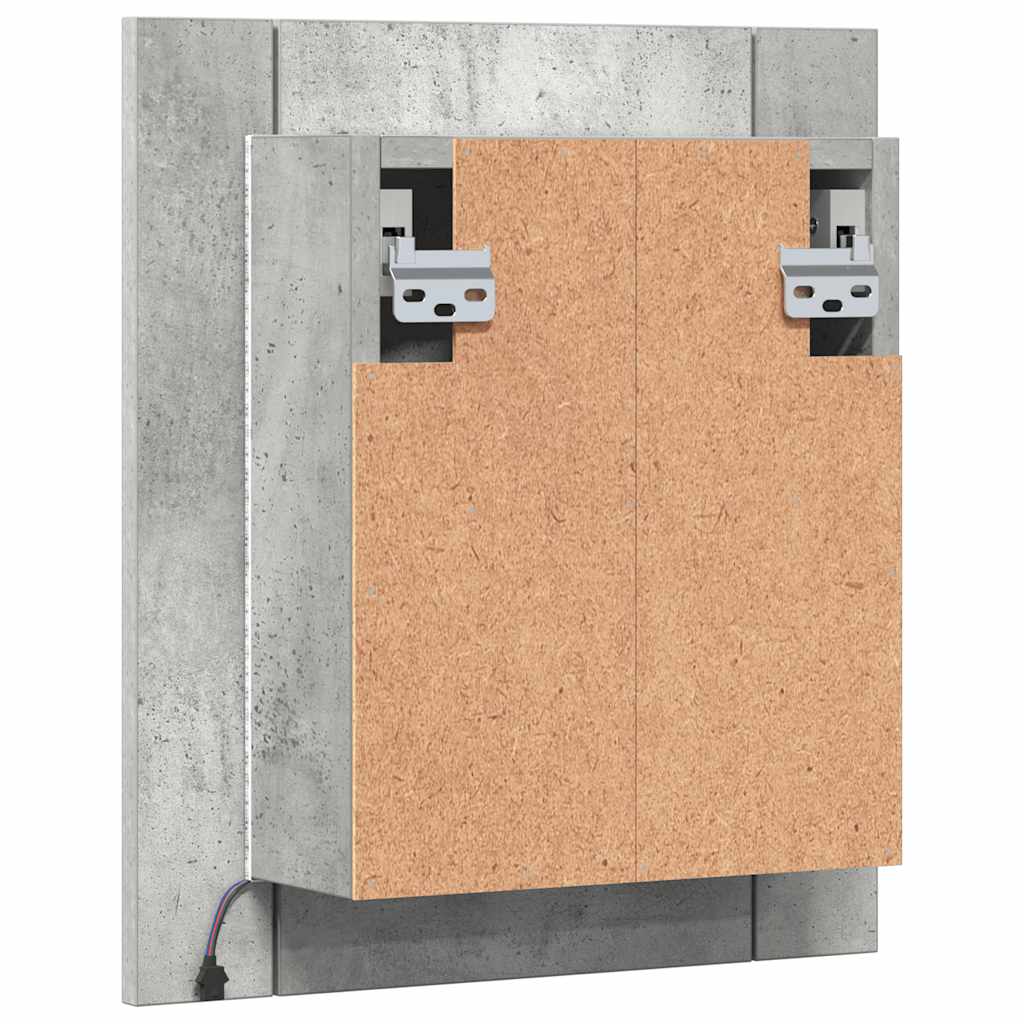 betonszürke akril LED-es tükrös fürdőszobaszekrény 40x12x45 cm