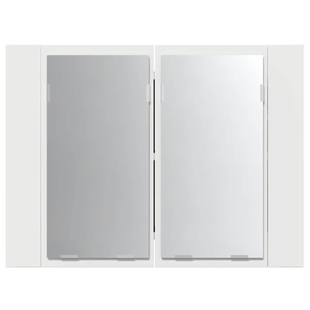 fehér akril LED-es fürdőszobaszekrény tükörrel 60x12x45 cm