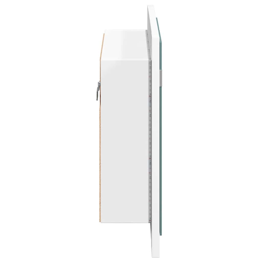 fehér akril LED-es fürdőszobaszekrény tükörrel 60x12x45 cm