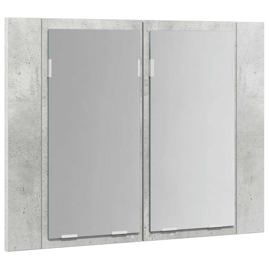 betonszürke akril LED-es tükrös fürdőszobaszekrény 60x12x45 cm