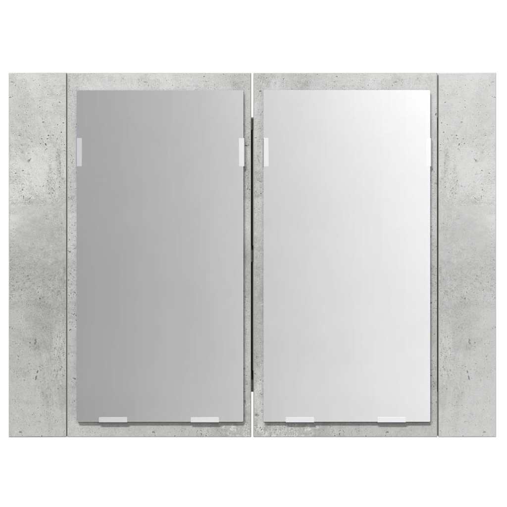 betonszürke akril LED-es tükrös fürdőszobaszekrény 60x12x45 cm