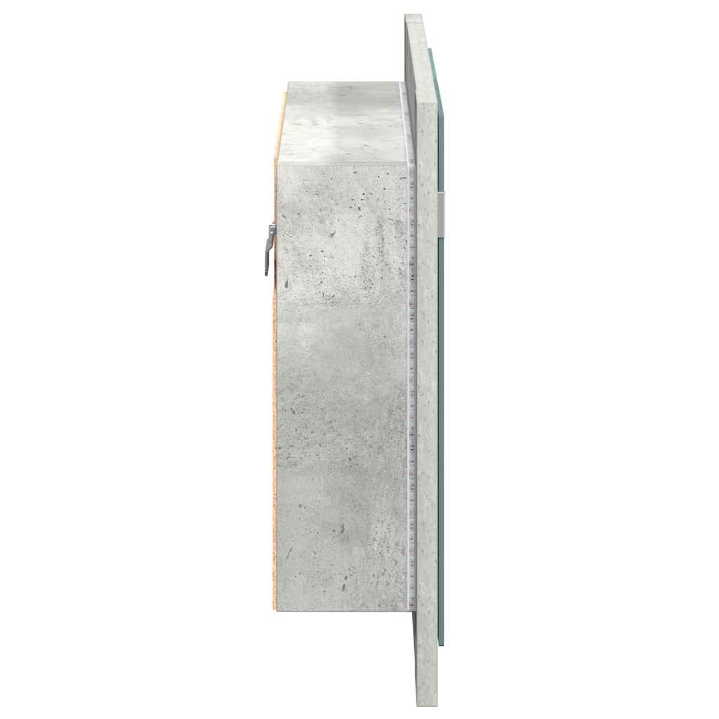 betonszürke akril LED-es tükrös fürdőszobaszekrény 60x12x45 cm